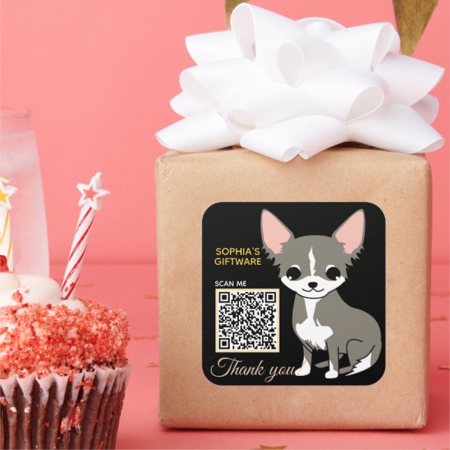 Cute Dog Thank You Animal QR Code Square Sticker (Party)