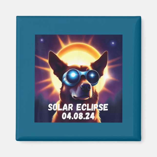 Cute Dog Total Solar Eclipse Glasses Magnet (Front)