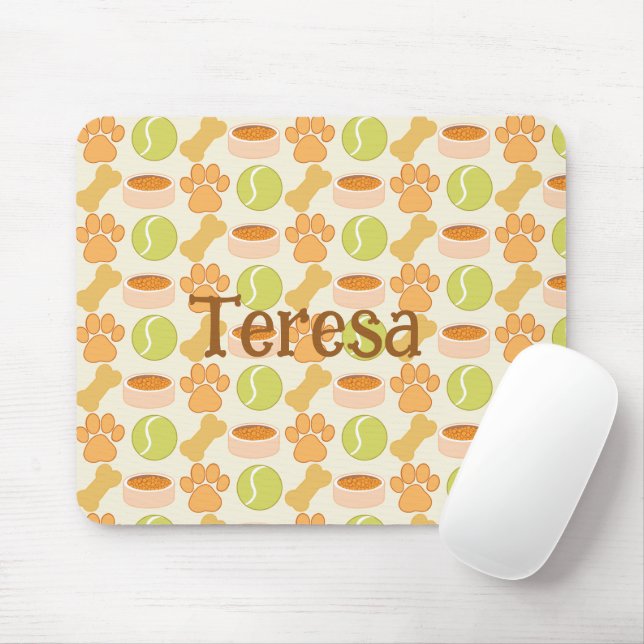 Cute Dog Treats And Toys Pattern Design Mouse Pad (With Mouse)