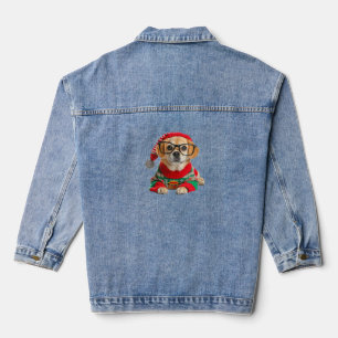 Cute Dog Ugly Christmas Sweater Denim Jacket