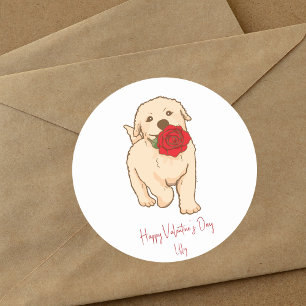 Cute Dog Valentines Day Classic Round Sticker