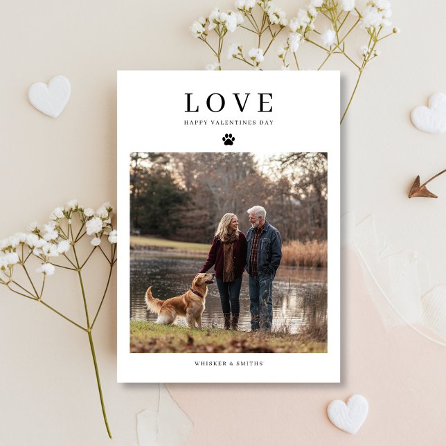 Cute Dog Valentines Golden Retriever Family Photo Holiday Card (Creator Uploaded)