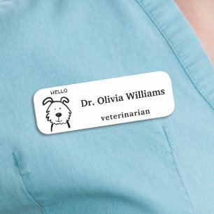 Cute Dog Veterinarian Name Tag
