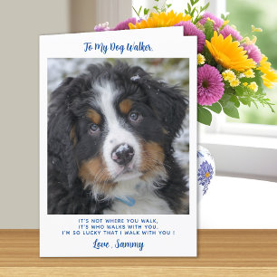 Cute Dog Walker Custom Pet Photo Thank You Card