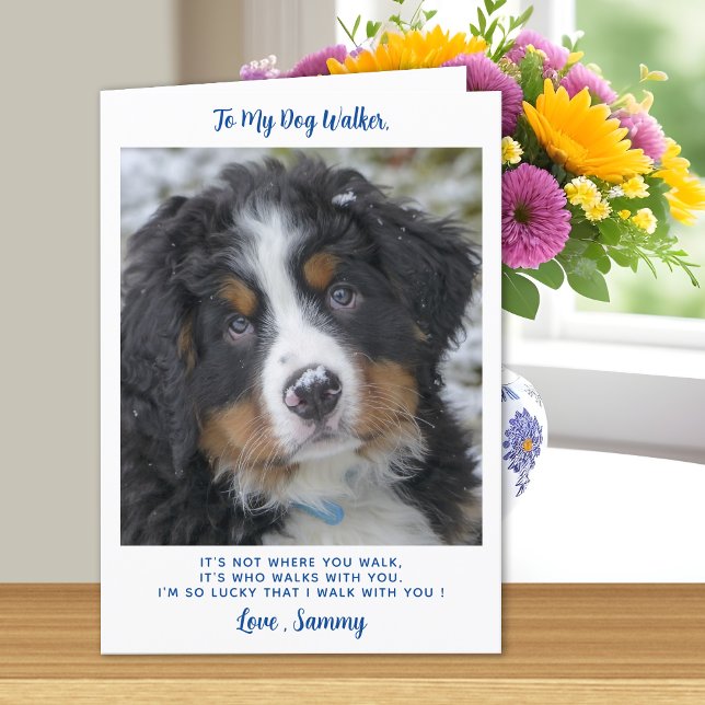 Cute Dog Walker Custom Pet Photo Thank You Card (Creator Uploaded)