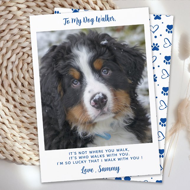 Cute Dog Walker Custom Pet Puppy Photo Thank You Card (Creator Uploaded)