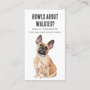 Cute Dog Walker Howls About Walkies Pet Care Business Card