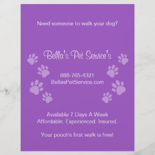 Cute Dog Walker Pet Services Purple Flyer