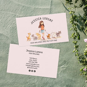 Cute Dog Walker Pet Sitter, Puppy Pet Care Business Card