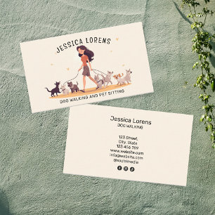 Cute Dog Walker Pet Sitter, Puppy Pet Care Business Card