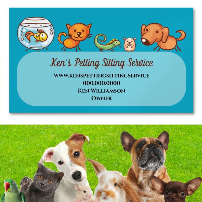 Cute Dog Walking Animal Care Pet Service  Magnetic Business Card (Pet Sitting, Dog Walking, Veterinarian Animal Care Professional Business Card)