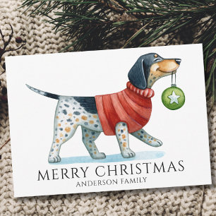 Cute Dog Watercolor Christmas Holiday Card