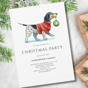 Cute Dog Watercolor Christmas Holiday Party Invitation