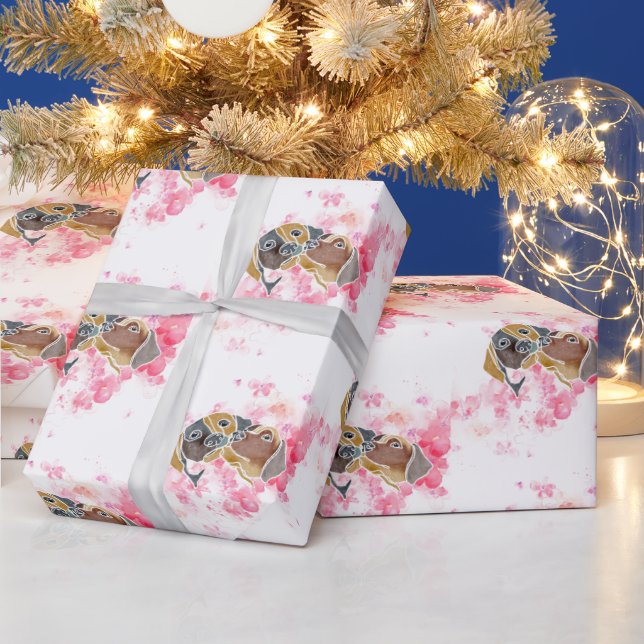 Cute dog watercolor portrait animal wrapping paper (Holidays)