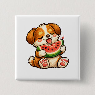 Cute Dog Watermelon 15 Cm Square Badge