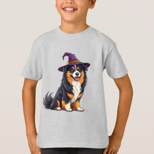 Cute Dog Wearing a Halloween Wizard Hat T-Shirt
