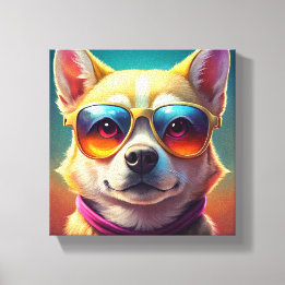Cute dog wearing Sun glasses  Canvas Print