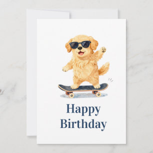 Cute Dog Wearing Sunglasses Riding Skateboard Card