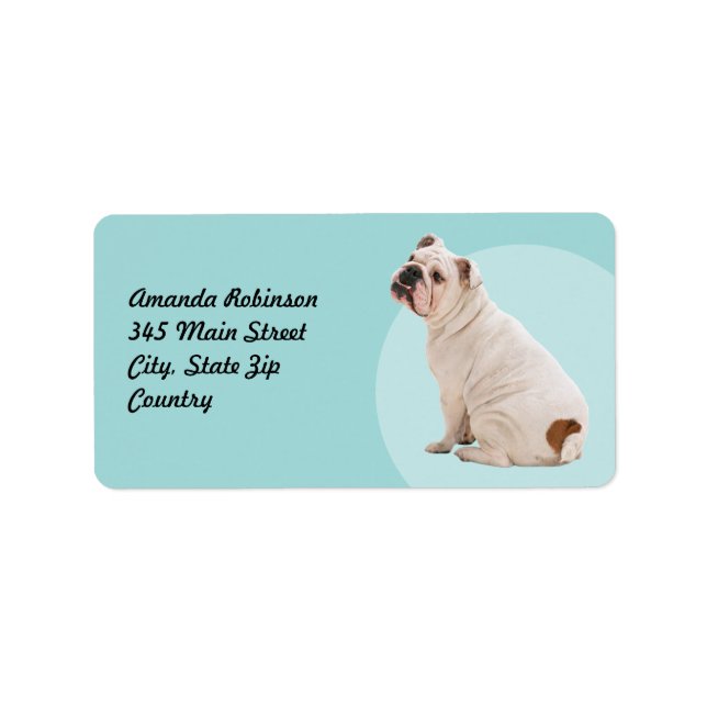 Cute dog white bulldog label (Front)