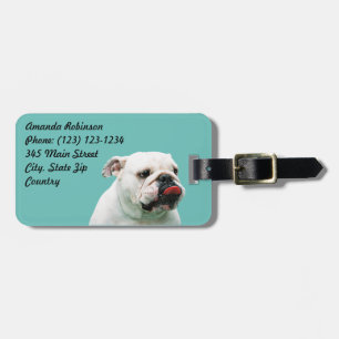 Cute dog white Bulldog Luggage Tag