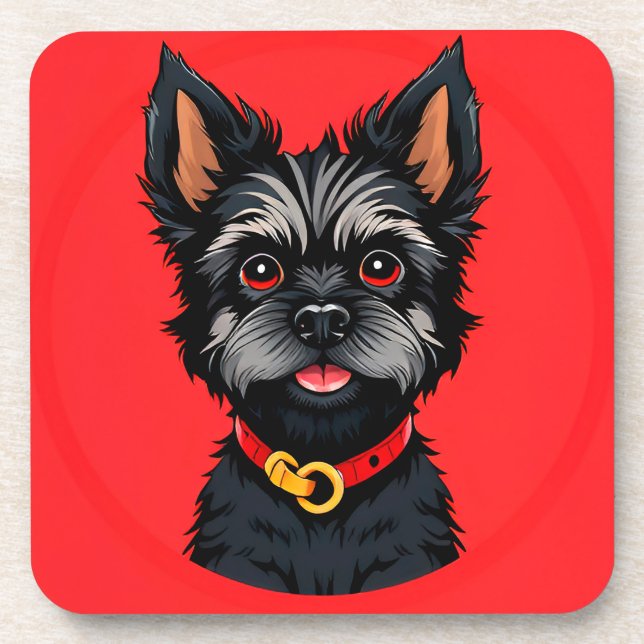 Cute Dog With a Colourful Collar Coaster (Front)