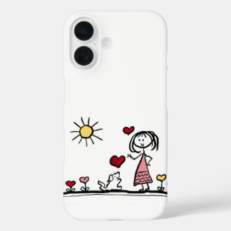 Cute dog with a girl iPhone 16 case