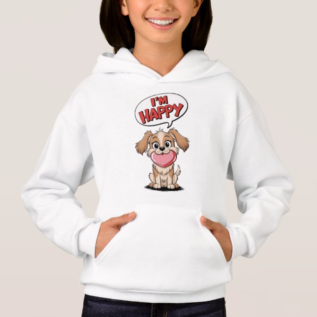Cute Dog with a Pink Heart and a Joyful Message (Front)