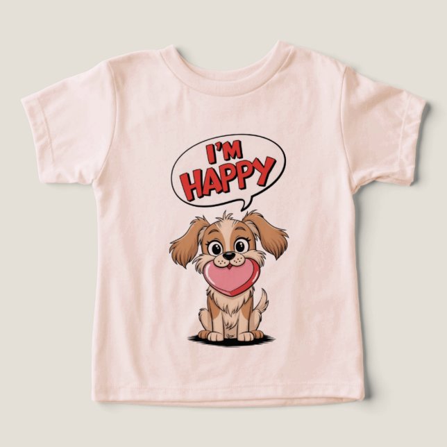Cute Dog with a Pink Heart and a Joyful Message (Design Front)