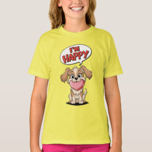Cute Dog with a Pink Heart and a Joyful Message T-Shirt