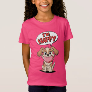 Cute Dog with a Pink Heart and a Joyful Message T-Shirt