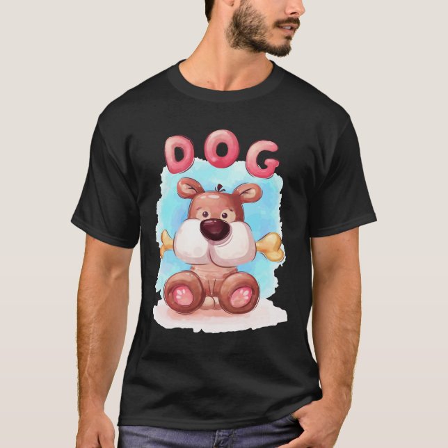 Cute Dog With Bone No T-Shirt (Front)