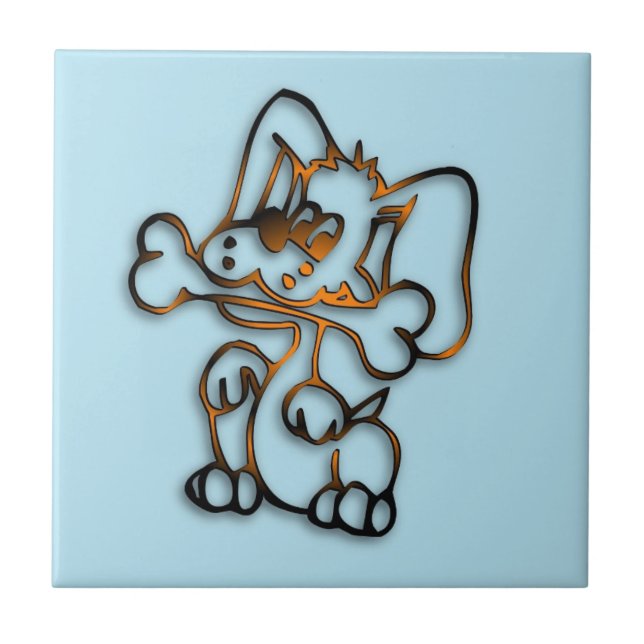 Cute Dog with Bone Tile (Front)
