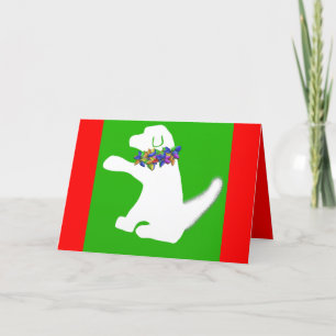 Cute dog with Christmas lights card
