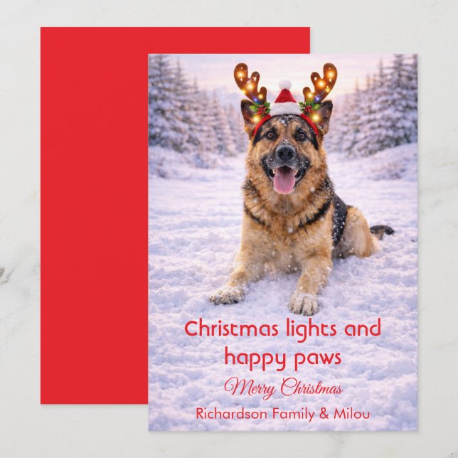 Cute Dog with Christmas Tender Quote Holiday Card (Front/Back)