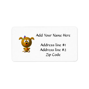 Cute Dog with Dragonfly Label