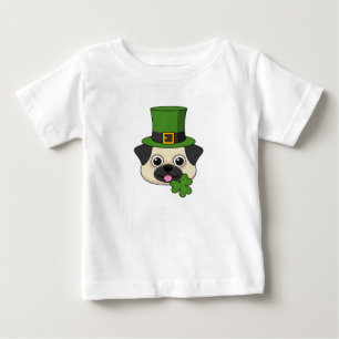 Cute Dog with Green Hat and Shamrock St Patrick's Baby T-Shirt