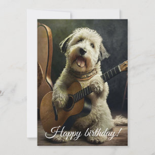Cute Dog with Guitar. Holiday Card