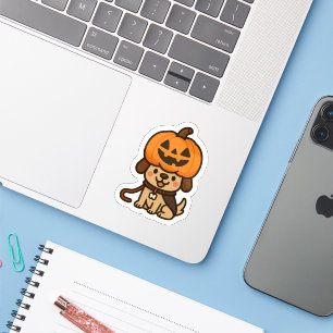 Cute dog with jack-o-lantern