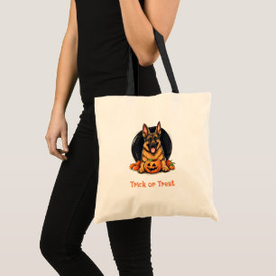 Cute Dog with Jack-O' Lantern Trick or Treat Tote Bag