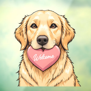 Cute Dog with Pink Heart Welcome