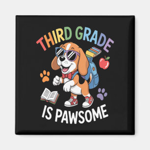 Cute Dog With School Vibes Third Grade Is Pawsome Magnet