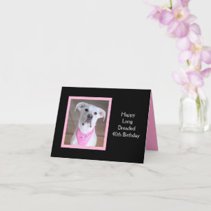 Cute Dog with Soulful Eyes Fortieth Birthday Pink Card