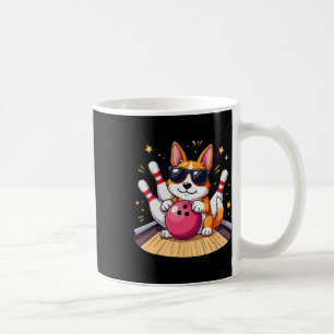 Cute Dog With Sungles Dog Playing Bowling For Men Coffee Mug