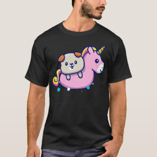 Cute Dog With Swim Ring Unicorn  T-Shirt