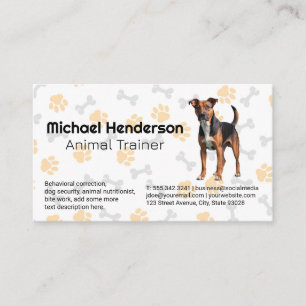 Cute Doggie   Dog Paw and Bone Patterns Business Card