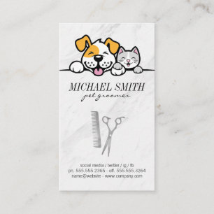 Cute Doggy and Kitty Groomer Tools Business Card