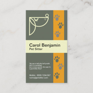Cute Doggy Stylish Paw Prints Pathway Pet Sitter Business Card