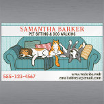 Cute Dogs and Cat Pet Sitting Animal Care Funny Magnetic Business Card<br><div class="desc">This funny magnetic business card features a side-eye hound dog, orange tabby cat sitting like a person, and a goofy terrier. Great for pet sitters, veterinarians, dog and cat daycare, and many more animal care professionals. Stand out with this whimsical design that your clients can keep on their fridge for...</div>