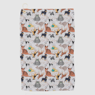 Cute Dogs And Cats Pattern Design Golf Towel