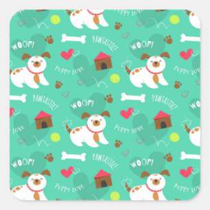 Cute Dogs And Words Square Sticker